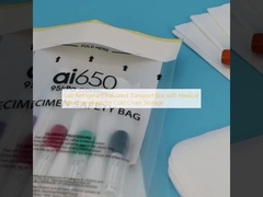 Κουτί μεταφοράς με απομονωμένο ψυκτικό εργαστηριακού τύπου με σακούλες ιατρικών δειγμάτων για αποθήκευση στην ψυχρή αλυσίδα