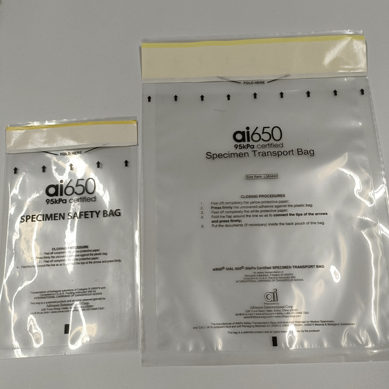 Κίτρινες και μαύρες τσάντες δειγμάτων Biohazard 4 Mil τοπ τσάντες εργαστηρίων δειγμάτων σφραγίδων για το χονδρικό PRI δειγμάτων συσκευασίας ναυτιλίας