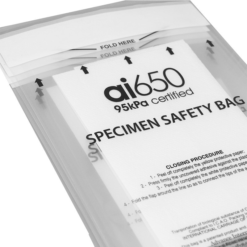 ΑΙ650 2mil παχύ LDPE Πολυ ιατρικό δείγμα μεταφοράς Ziplock σακούλες για εργαστήρια Τρεις τοίχοι βιολογικό κίνδυνο δείγμα Zipper σακούλες