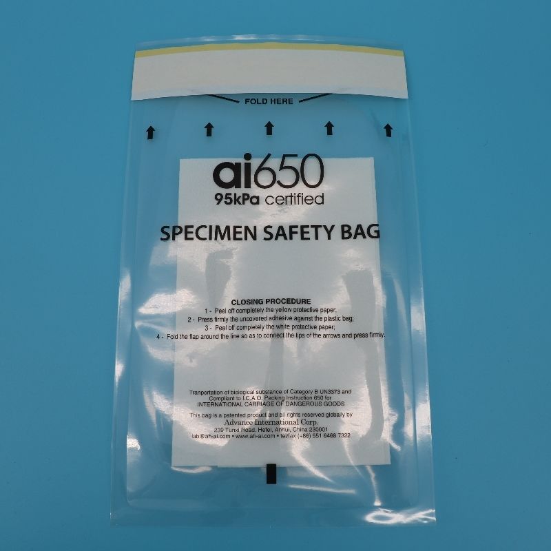 Ασφαλής σάκος ιατρικών δειγμάτων 95kpa με απορροφητικά επιθέματα και σωλήνες για ασφαλή συγκράτηση βιολογικών δειγμάτων