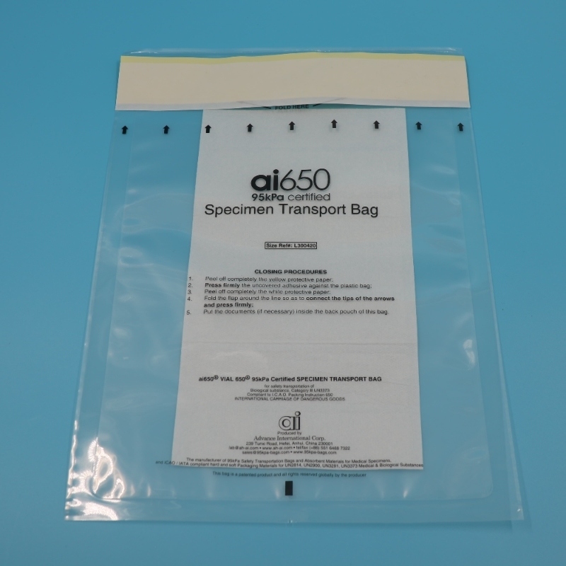 Ai650 Safety Transport Bags, For Transportation Of Medical Or Clinical Or Diagnostic Specimens, And UN3373 Biohazard Substances, As Per United Nations Regulations PI650
