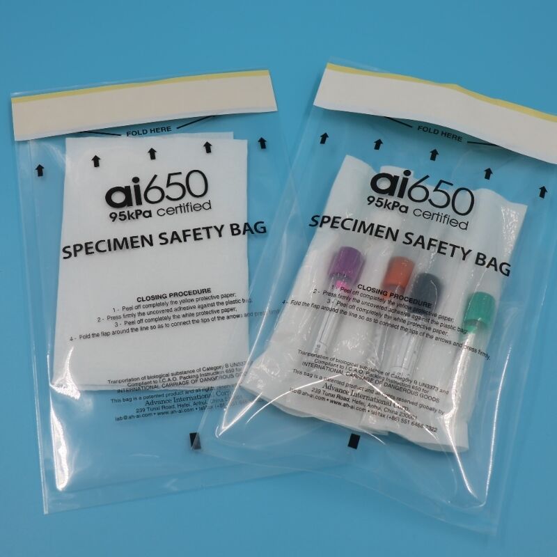 Ιατρική βιολογική σακούλα μεταφοράς δειγμάτων 95 KPA σακούλα ασφαλείας δειγμάτων με απορροφητική θήκη