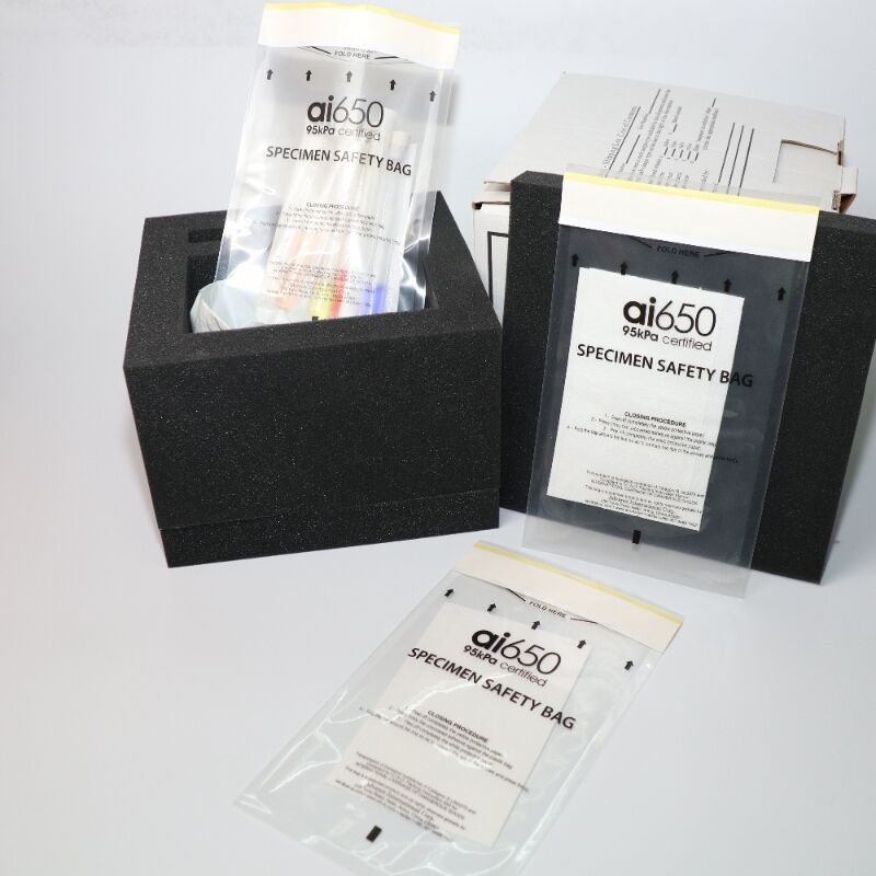 Εργαστηριακό δείγμα Μεταφορικές σακούλες με απορροφητική θήκη και ασφάλεια UN3373 κατηγορίας Β