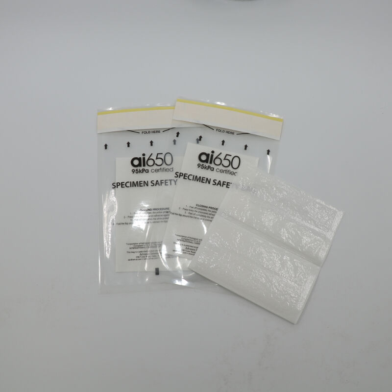 Lab 3 Layer 95kPa Adhesive Specimen Transport Bag With Zip Lock Biohazard Design
